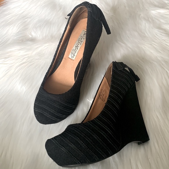 Naughty Monkey Leather Accented Suede Wedges - Picture 2 of 9